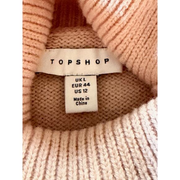 Topshop Oversized Minimalist Turtleneck Sweater Blush Pink Size L US 12 - Picture 4 of 5